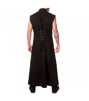 Men Hellraiser Coat Long Gothic Zipper Studs Chain Coat, Men Gothic Long Coat